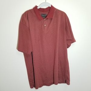 Van Heusen Red Tan Checked Polo - XL